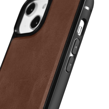 Etui pokryte naturalną skórą do iPhone 14 Leather Oil Wax ciemny brąz