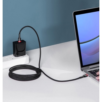 Nylonowy mocny kabel przewód USB-C PD 100W 20V 5A 2m czarny