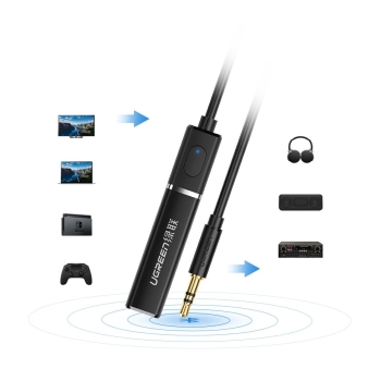 Transmiter Bluetooth 5.0 bezprzewodowy adapter audio 3.5 mm mini jack czarny