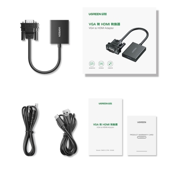 Adapter przejściówka z gniazda VGA na HDMI 15cm czarny