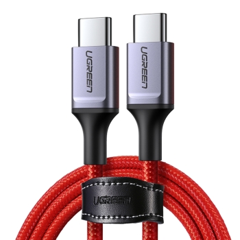 Kabel przewód w oplocie USB-C - USB-C 2.0 3A czerwony