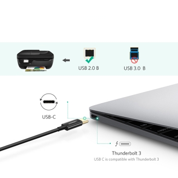 Kabel przewód do drukarki skaneru faxu USB-C - USB-B 1m czarny