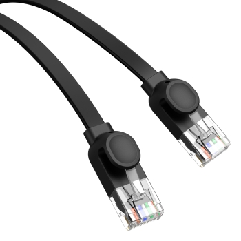 Kabel przewód sieciowy Ethernet Cat 6 RJ-45 1000Mb/s płaski 12m czarny