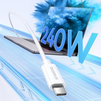 Kabel przewód USB-C - USB-C 240W PD 8K 60Hz 40Gb/s 1m biały