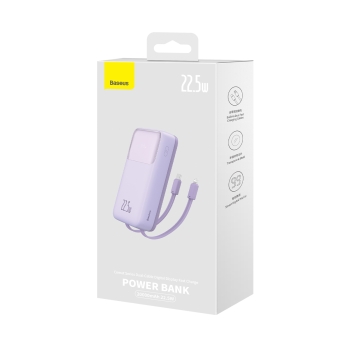 Powerbank z wyświetlaczem 20000mAh 22.5W Comet Series + kabel USB-A - USB-C 0.3m fioletowy