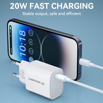 Ładowarka sieciowa 20W USB-C 100-240V biała