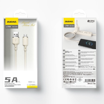 Kabel przewód wzmacniany SR USB-A - microUSB 5A 1m beżowy