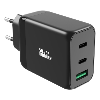 Ładowarka sieciowa GaN 65W 2x USB-C PD 1x USB-A QC 3.0 czarna